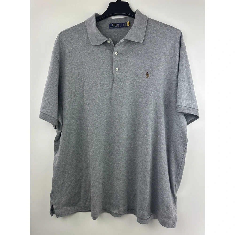 Polo Ralph Lauren Soft Cotton Polo Shirt in Gray Men's Size 2XB 2X Big & Tall - Picture 9 of 10